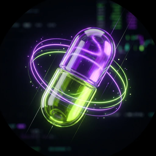 $CLARITY token logo: a glowing purple and lime capsule